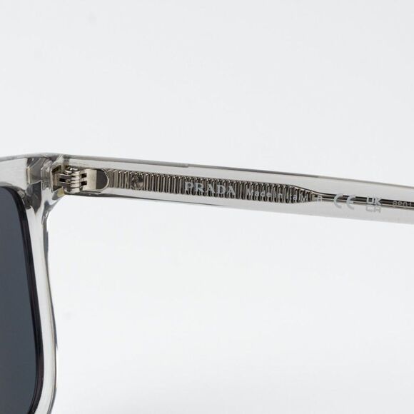 Prada Men Sunglasses Grey Crystal Blue Rectangle PR18WS U430A9 BRAND NEW - Picture 6 of 11